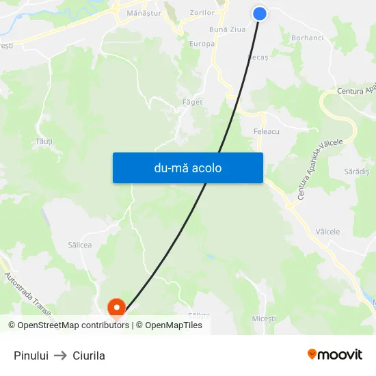 Harta de Pinului către Ciurila