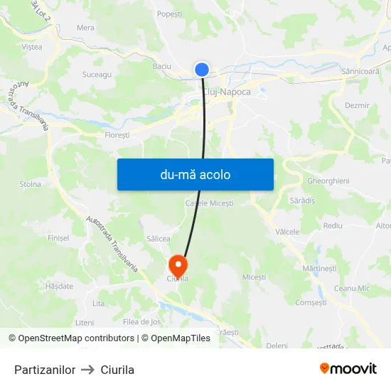 Harta de Partizanilor către Ciurila