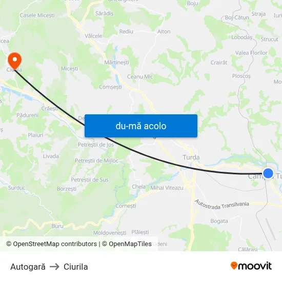 Harta de Autogară către Ciurila