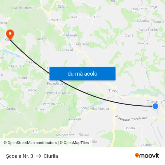 Harta de Școala Nr. 3 către Ciurila