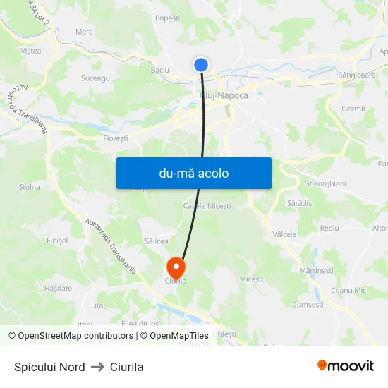 Harta de Spicului Nord către Ciurila