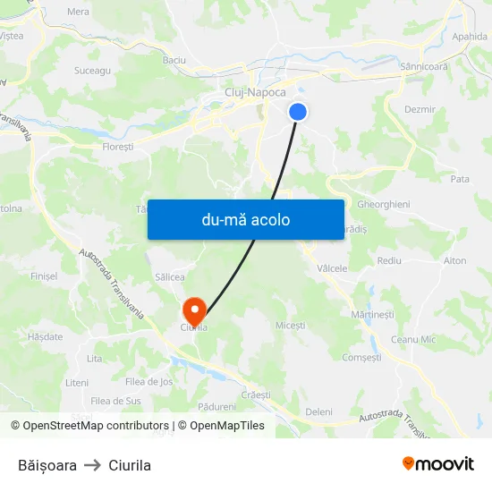 Harta de Băișoara către Ciurila