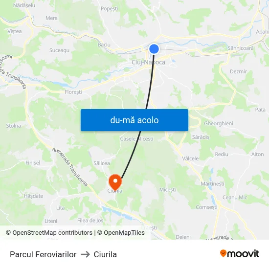 Harta de Parcul Feroviarilor către Ciurila
