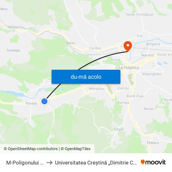 Harta de M-Poligonului Vest (Florești) către Universitatea Creștină „Dimitrie Cantemir” - Facultatea De Drept