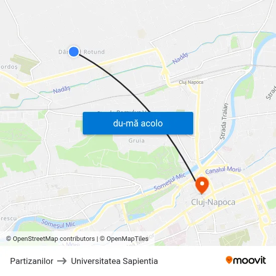 Harta de Partizanilor către Universitatea Sapientia