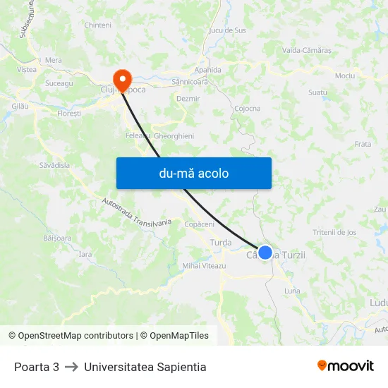 Harta de Poarta 3 către Universitatea Sapientia