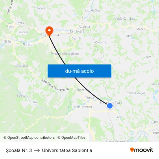 Harta de Școala Nr. 3 către Universitatea Sapientia