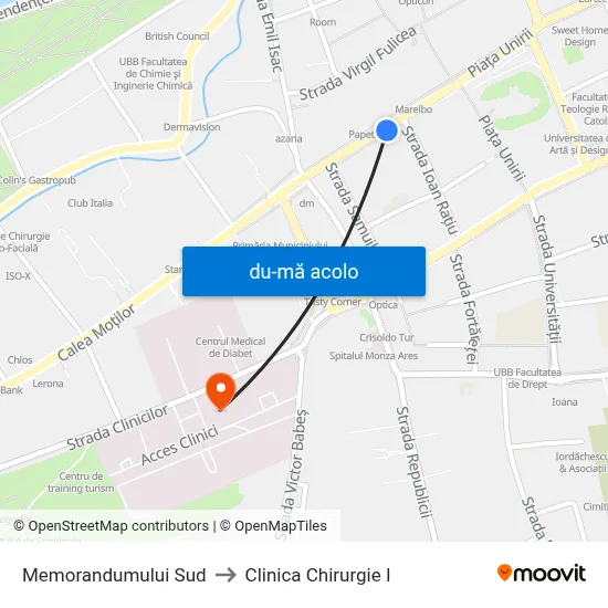 Harta de Memorandumului Sud către Clinica Chirurgie I