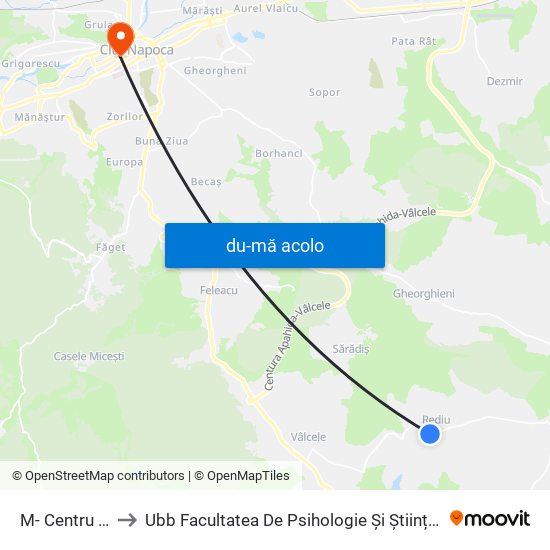 Harta de M- Centru Rediu către Ubb Facultatea De Psihologie Și Științe Ale Educației
