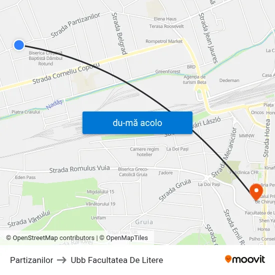 Harta de Partizanilor către Ubb Facultatea De Litere