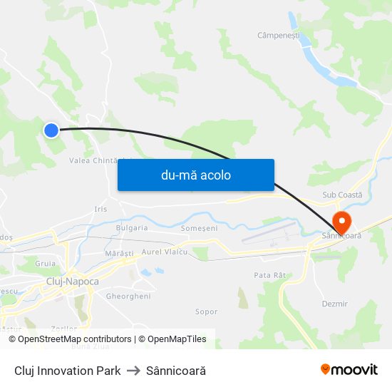 Harta de Cluj Innovation Park către Sânnicoară