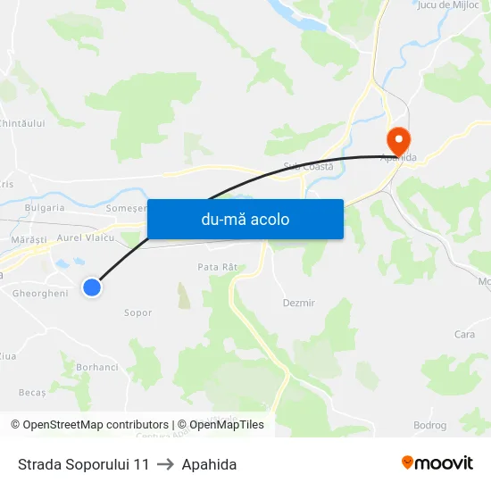 Harta de Soporului Nord către Apahida