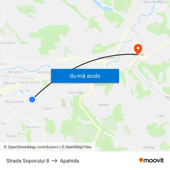 Harta de Soporului Sud către Apahida