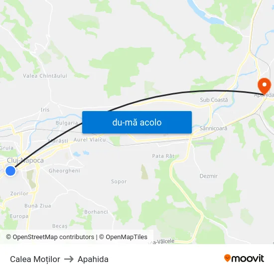 Harta de Calea Moților către Apahida
