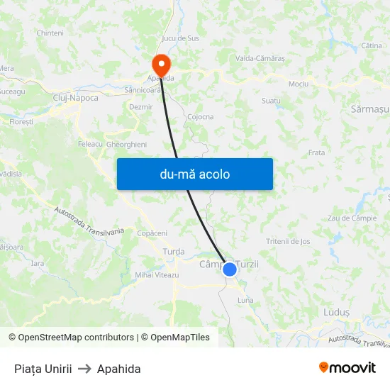 Harta de Piața Unirii către Apahida