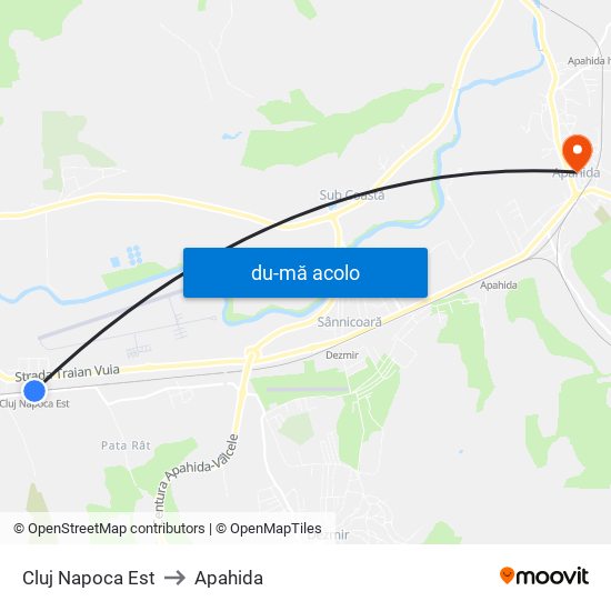 Harta de Cluj Napoca Est către Apahida