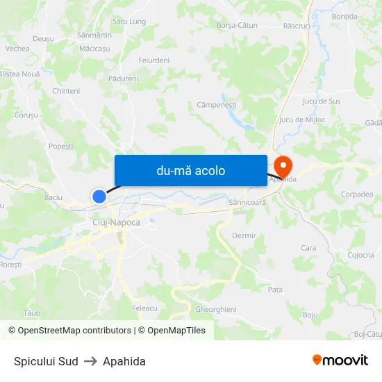 Harta de Spicului Sud către Apahida