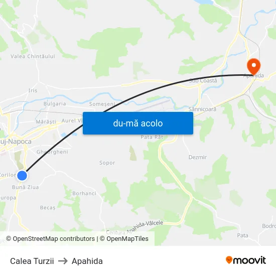 Harta de Calea Turzii către Apahida