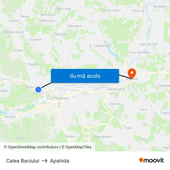 Harta de Calea Baciului către Apahida