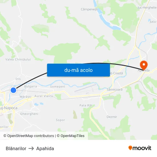 Harta de Blănarilor către Apahida