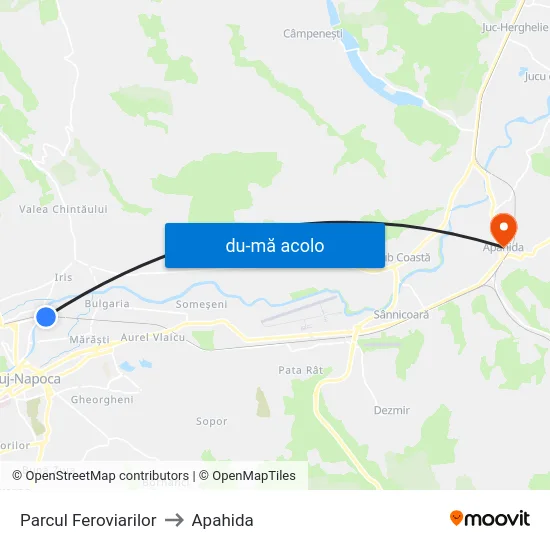 Harta de Parcul Feroviarilor către Apahida