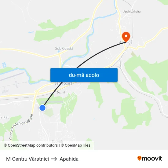 Harta de M-Centru Vârstnici către Apahida