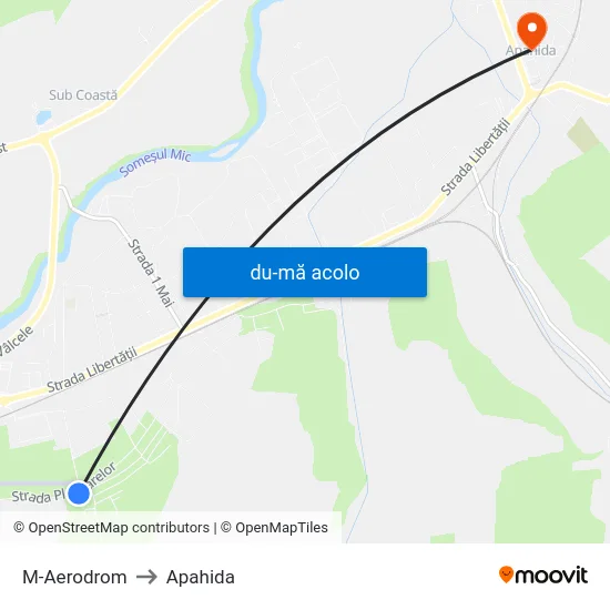 Harta de M-Aerodrom către Apahida