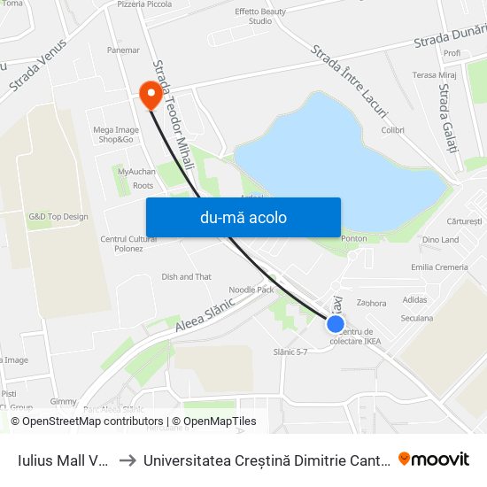 Harta de Iulius Mall Vest către Universitatea Creștină Dimitrie Cantemir