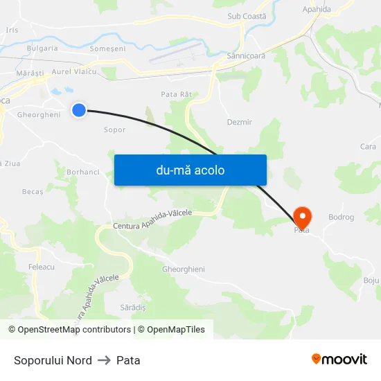 Harta de Soporului Nord către Pata