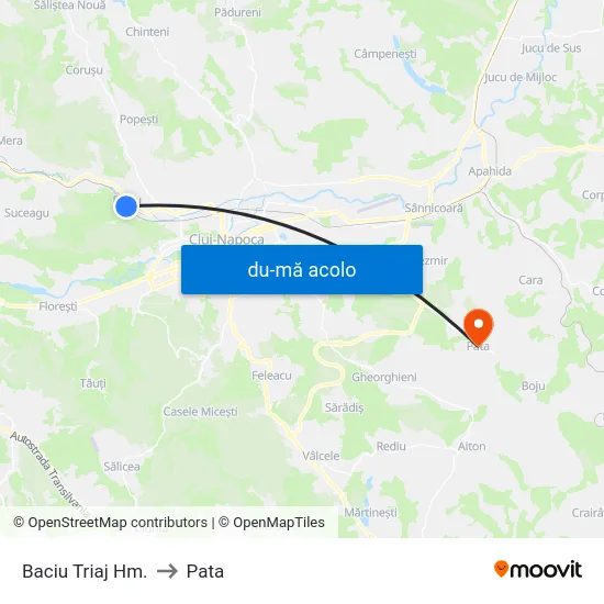 Harta de Baciu Triaj Hm. către Pata