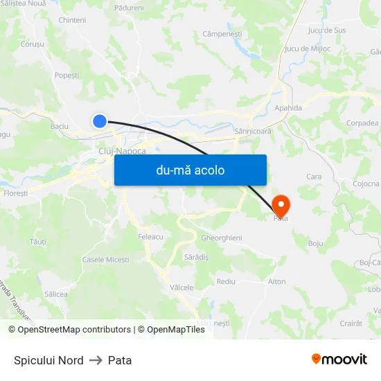 Harta de Spicului Nord către Pata