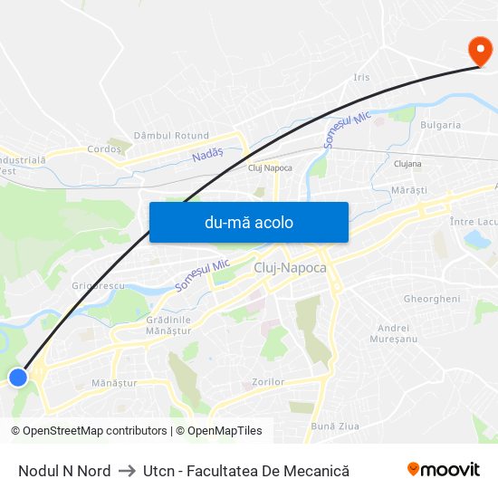 Harta de Nodul N Nord către Utcn - Facultatea De Mecanică