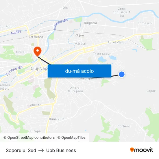 Harta de Soporului Sud către Ubb Business