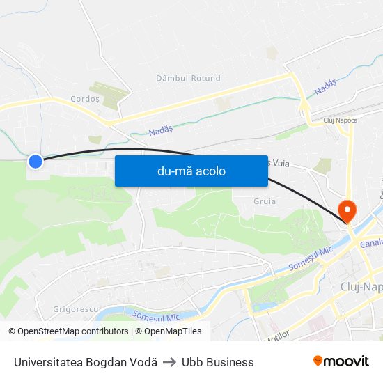 Harta de Universitatea Bogdan Vodă către Ubb Business