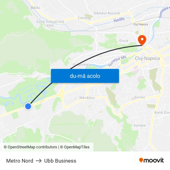 Harta de Metro Nord către Ubb Business