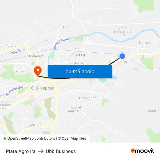 Harta de Piața Agro Ira către Ubb Business