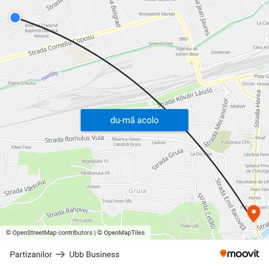 Harta de Partizanilor către Ubb Business