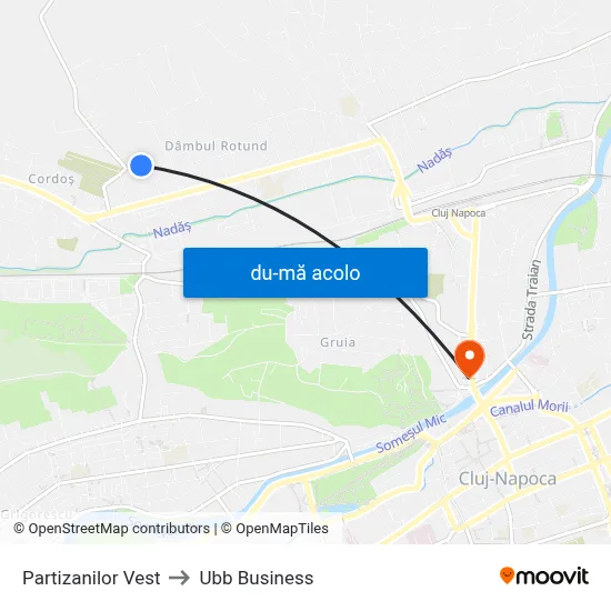 Harta de Partizanilor Vest către Ubb Business