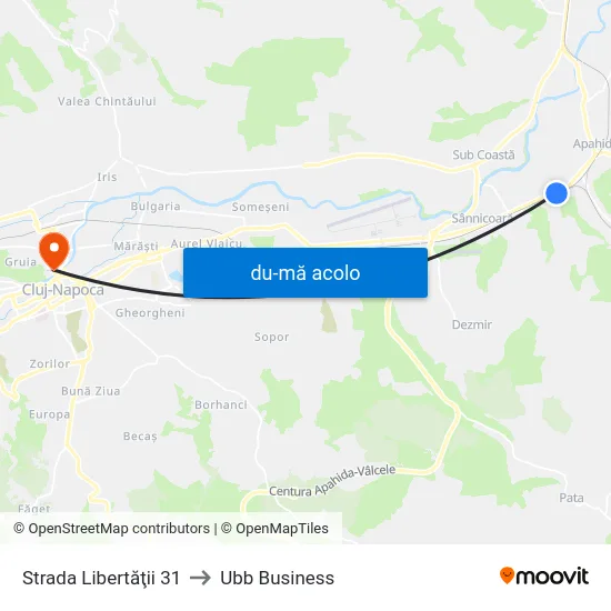 Harta de Strada Libertăţii 31 către Ubb Business