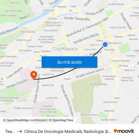 Harta de Teatru către Clinica De Oncologie Medicală, Radiologie Și Fiziologie