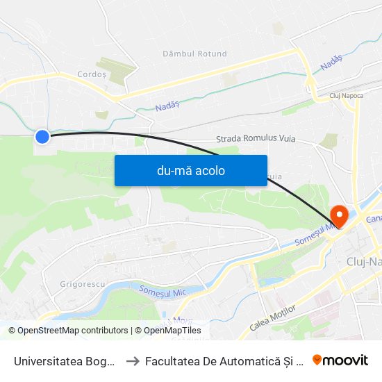 Harta de Universitatea Bogdan Vodă către Facultatea De Automatică Și Calculatoare