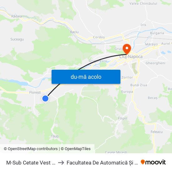 Harta de M-Sub Cetate Vest (Florești) către Facultatea De Automatică Și Calculatoare