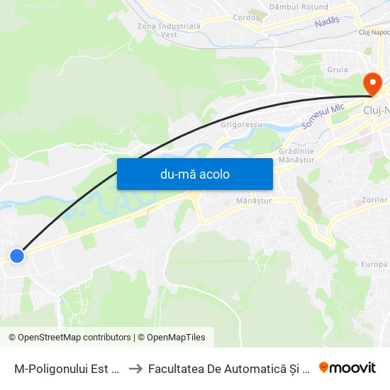 Harta de M-Poligonului Est (Florești) către Facultatea De Automatică Și Calculatoare
