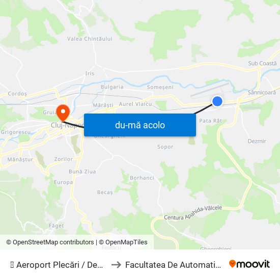 Harta de ✈ Aeroport Plecări  / Departures Terminal către Facultatea De Automatică Și Calculatoare