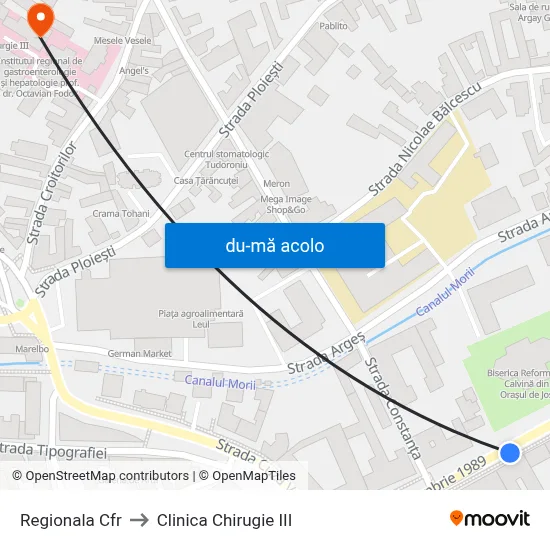 Harta de Regionala Cfr către Clinica Chirugie III