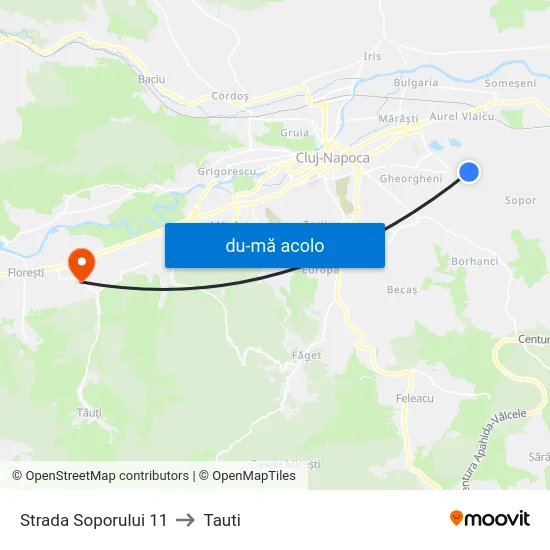 Harta de Soporului Nord către Tauti