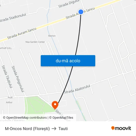 Harta de M-Oncos Nord (Florești) către Tauti