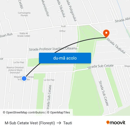 Harta de M-Sub Cetate Vest (Florești) către Tauti