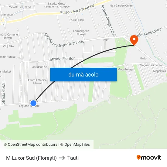 Harta de M-Luxor Sud (Florești) către Tauti