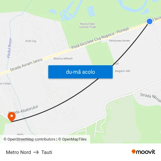 Harta de Metro Nord către Tauti